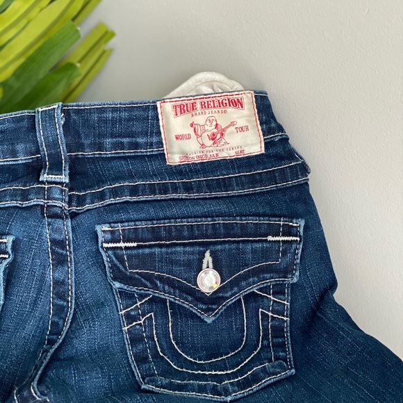 True Religion Slight Stone Wash Bold Stitch with Crystal Details - Picture 1 of 6